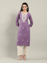 Neck Embroidered Cotton Blend Kurta With Pants